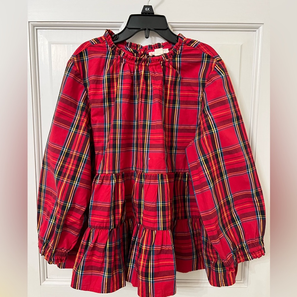 J Crew Holiday Plaid Blouse